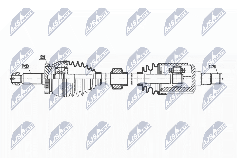 NTY Féltengely, komplett NPW-HY-625_NTY