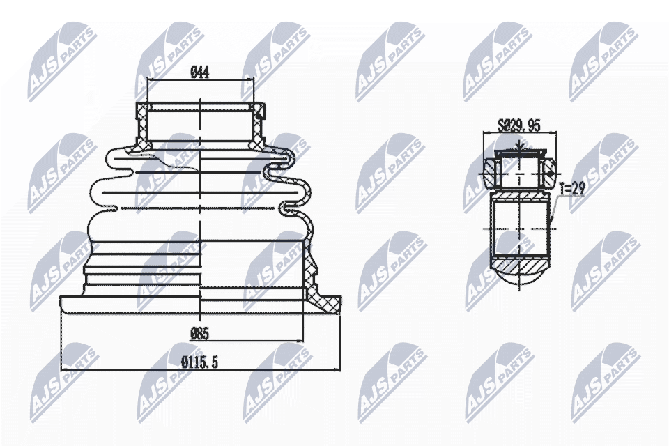 NTY Féltengelycsukló készlet belső NPW-MS-041_NTY