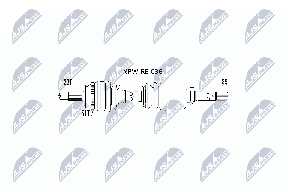 NTY Féltengely, komplett NPW-RE-036_NTY