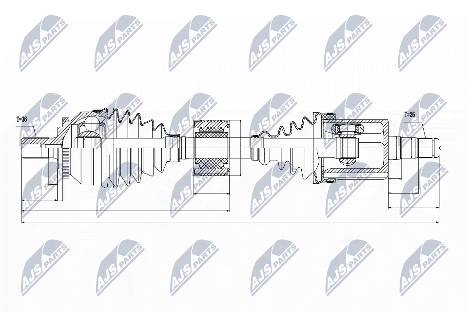 NTY Féltengely, komplett NPW-VV-028_NTY