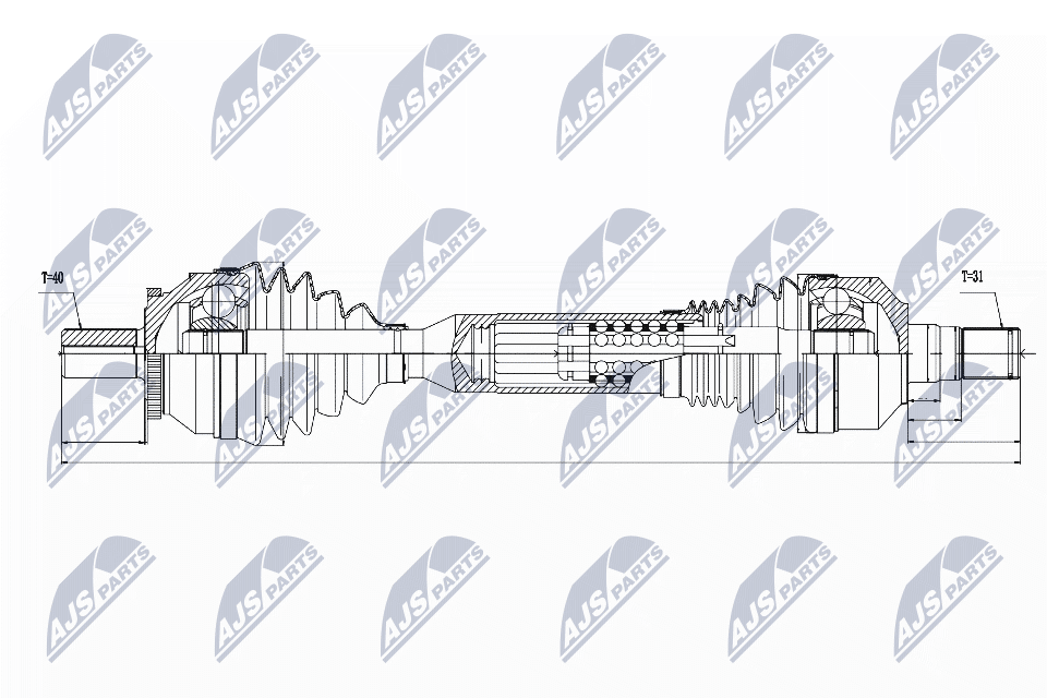 NTY Féltengely, komplett NPW-VV-061_NTY