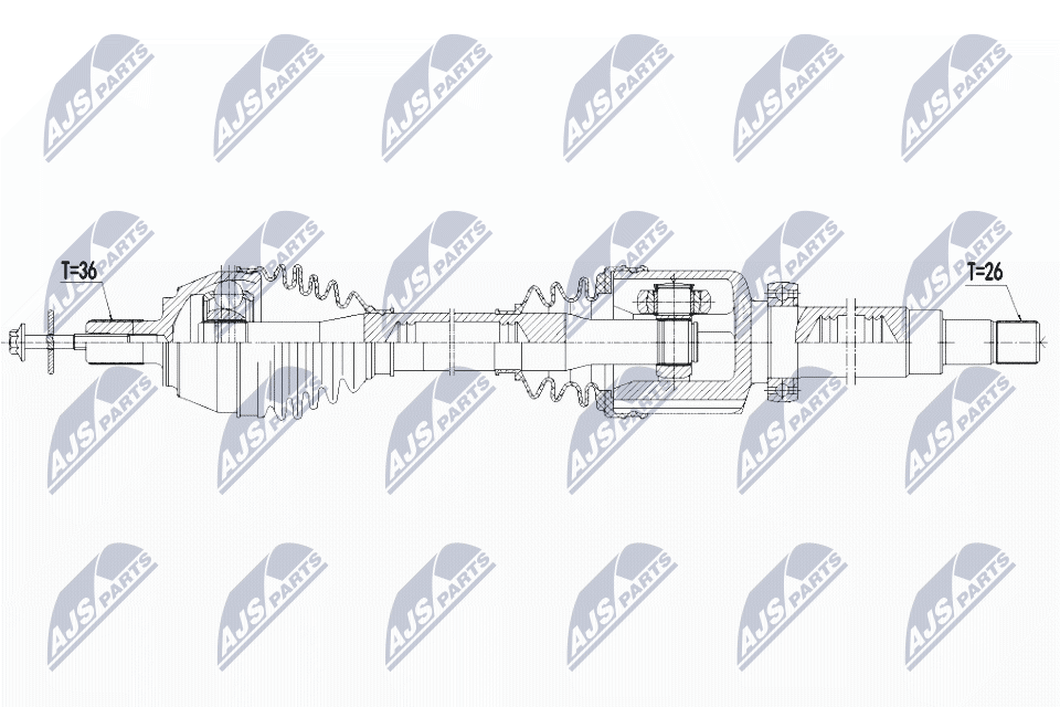 NTY Féltengely, komplett NPW-VV-125_NTY