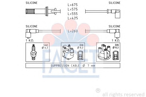 KW Gyújtókábel készlet 359650_KW