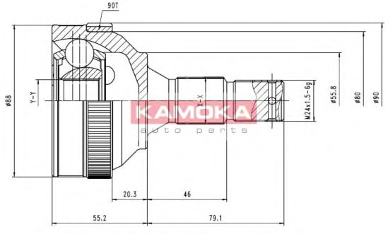 KAMOKA Féltengelycsukló készlet külső 6224_KAM