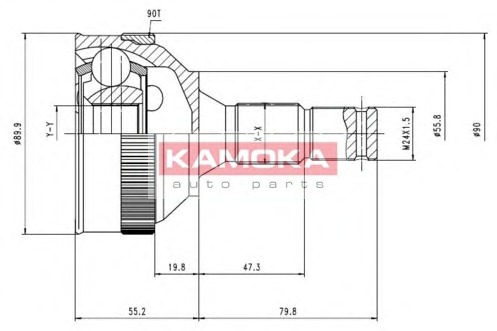 KAMOKA Féltengelycsukló készlet külső 6616_KAM