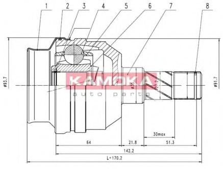 KAMOKA Féltengelycsukló készlet belső 8715_KAM