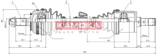 KAMOKA Féltengely, komplett HO1138927A_KAM