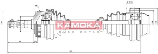 KAMOKA Féltengely, komplett ME1138904A_KAM