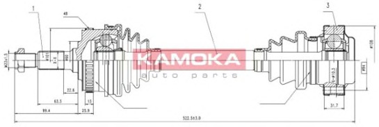 KAMOKA Féltengely, komplett ME1138905A_KAM