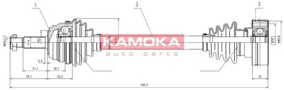 KAMOKA Féltengely, komplett VW1138919_KAM