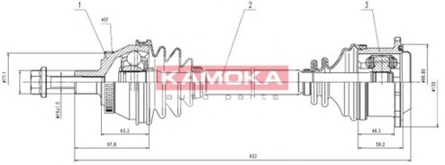 KAMOKA Féltengely, komplett VW1138921A_KAM