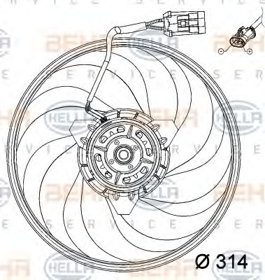 HELLA Ventilátor, vízhűtő 8EW351034-421