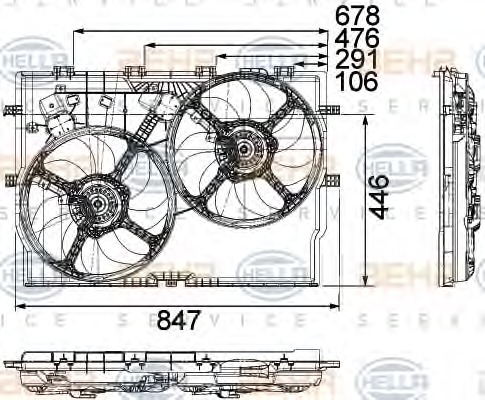 HELLA Ventilátor, vízhűtő 8EW351040-611