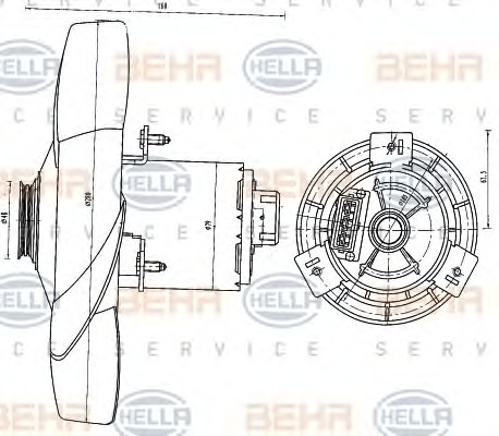 HELLA Ventilátor, vízhűtő 8EW351041-191