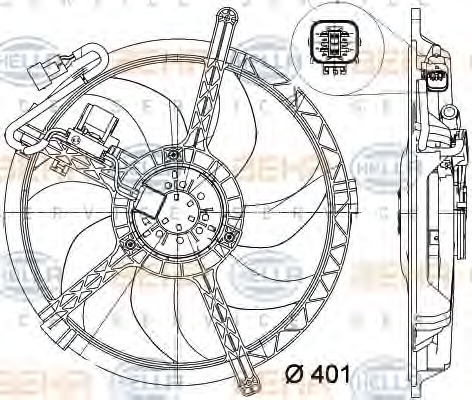 HELLA Ventilátor, vízhűtő 8EW351042-721