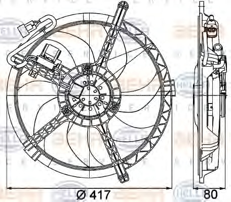 HELLA Ventilátor, vízhűtő 8EW351042-731