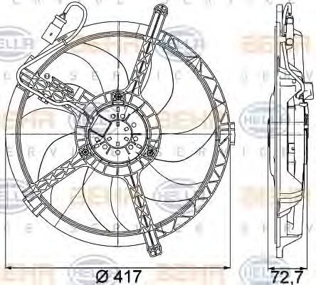 HELLA Ventilátor, vízhűtő 8EW351042-741