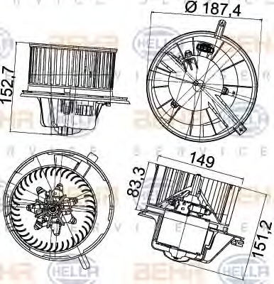 HELLA Ventilátor, utastér 8EW351043-211