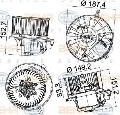 HELLA Ventilátor, utastér 8EW351043-221