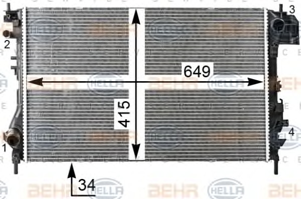 HELLA Vízhűtő 8MK376700-341