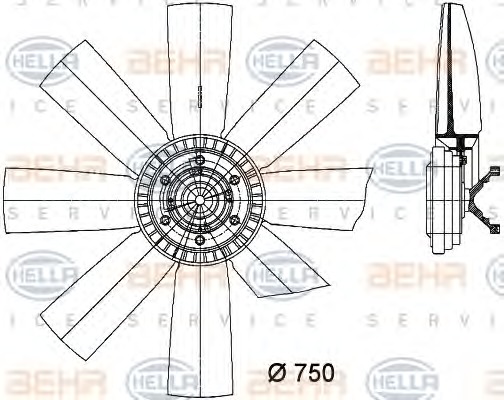 HELLA Ventilátor, vízhűtő 8MV376731-301