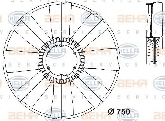 HELLA Ventilátor, vízhűtő 8MV376733-081