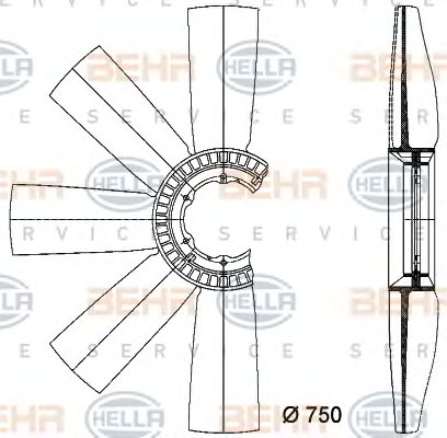 HELLA Ventilátor, vízhűtő 8MV376733-161