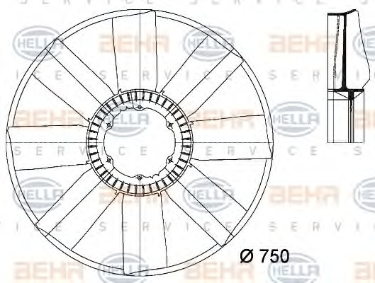 HELLA Ventilátor, vízhűtő 8MV376733-231