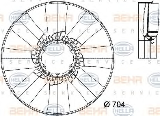 HELLA Ventilátor, vízhűtő 8MV376733-251