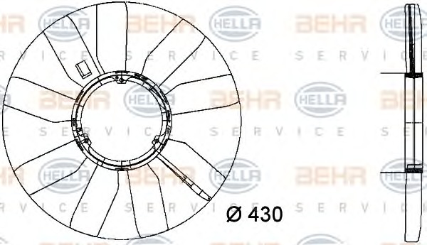 HELLA Ventilátor, vízhűtő 8MV376733-281