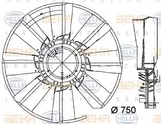 HELLA Ventilátor lapátkerék 8MV376756-081