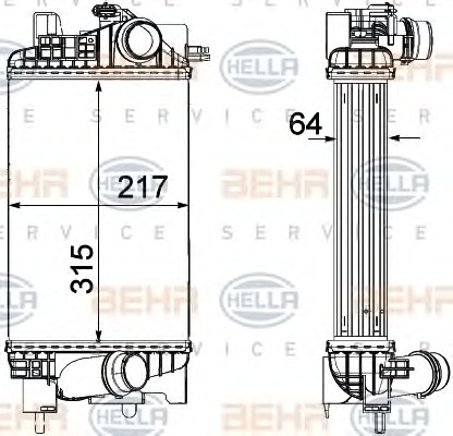 HELLA Töltőlevegő hűtő 8ML376756-411