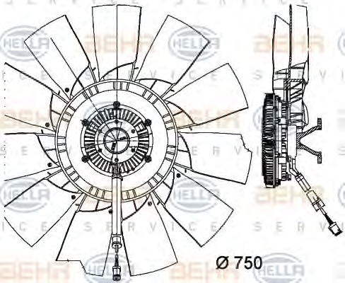 HELLA Ventilátor, vízhűtő 8MV376757-151