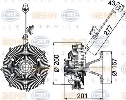 HELLA Hűtőventillátor kuplung 8MV376757-461