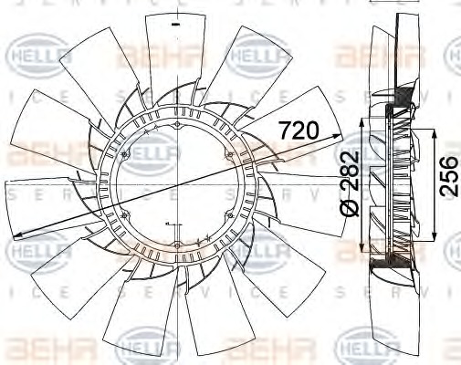 HELLA Ventilátor, vízhűtő 8MV376757-491