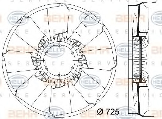 HELLA Ventilátor, vízhűtő 8MV376758-251