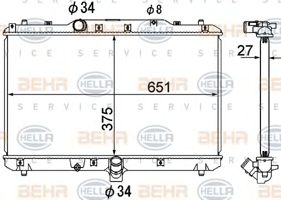 HELLA Vízhűtő 8MK376790-251