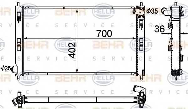 HELLA Vízhűtő 8MK376790-351