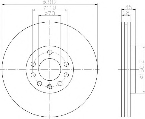 HELLA-PAGID Első féktárcsa 8DD355109-171