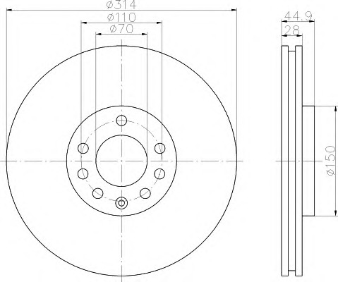 HELLA-PAGID Első féktárcsa 8DD355109-261