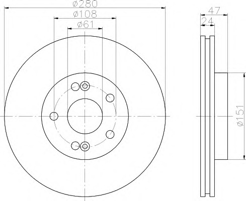 HELLA-PAGID Első féktárcsa 8DD355109-271