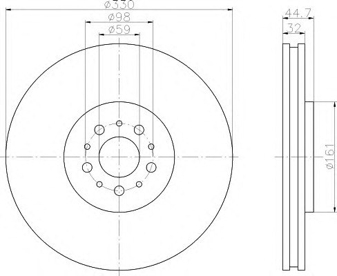 HELLA-PAGID Első féktárcsa 8DD355109-381