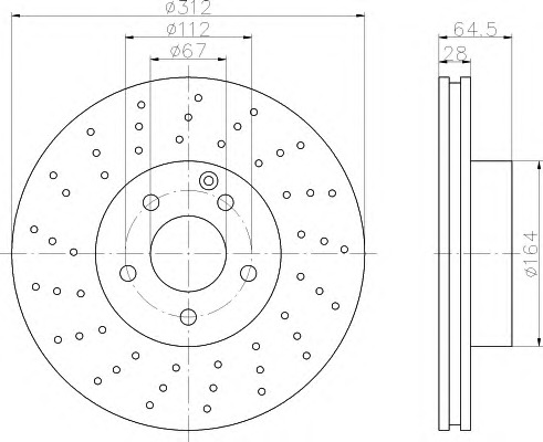 HELLA-PAGID Első féktárcsa 8DD355109-451