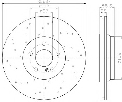 HELLA-PAGID Hátsó féktárcsa 8DD355109-501