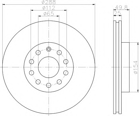 HELLA-PAGID Első féktárcsa 8DD355109-571