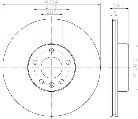 HELLA-PAGID Első féktárcsa 8DD355111-111