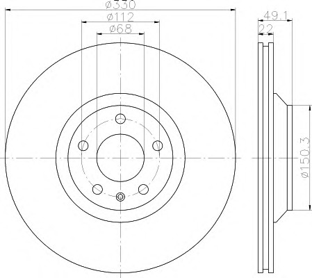 HELLA Hátsó féktárcsa 8DD355122-031