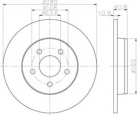 HELLA-PAGID Hátsó féktárcsa 8DD355111-401