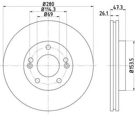 HELLA-PAGID Első féktárcsa 8DD355111-411