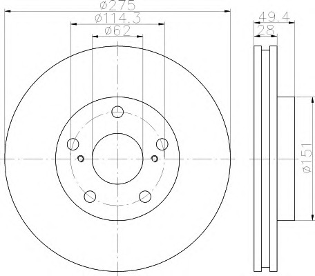 HELLA-PAGID Első féktárcsa 8DD355111-611